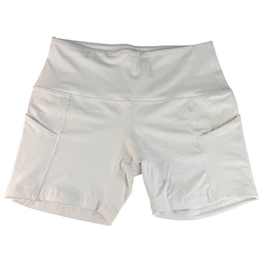 Ododos Womens High Waisted Yoga Biker Shorts with Pockets White Size Large NWT